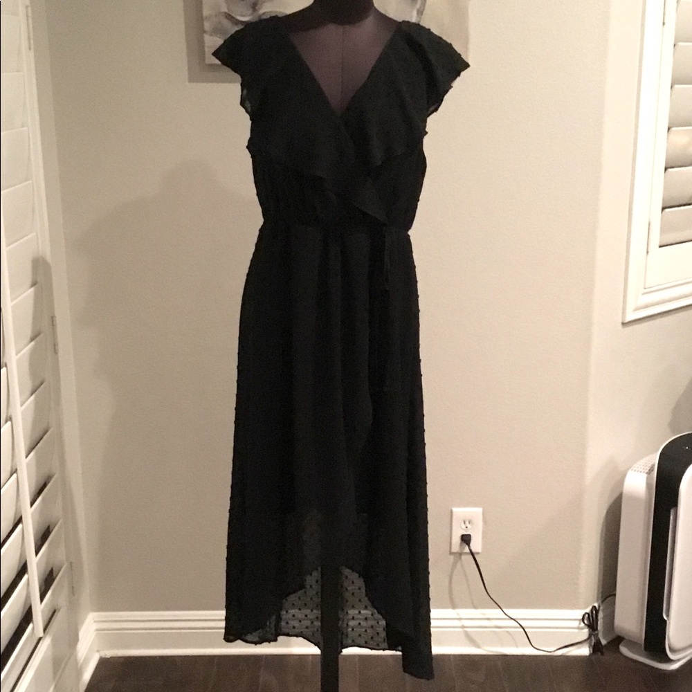 Soprano black dot high-low summer dress